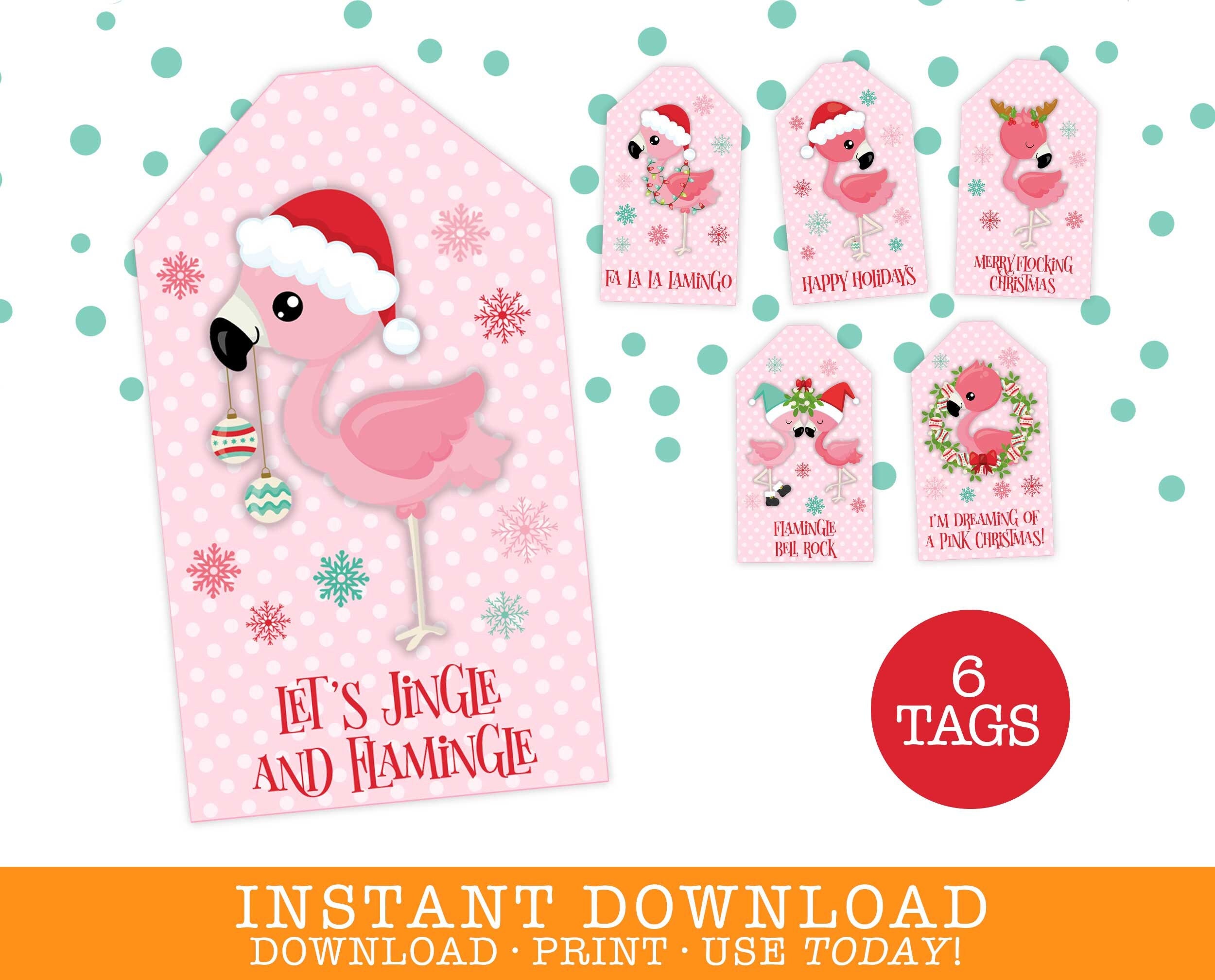 PRINTABLE Christmas Flamingos Gift Tags | Set of 6 | Instant Download ...