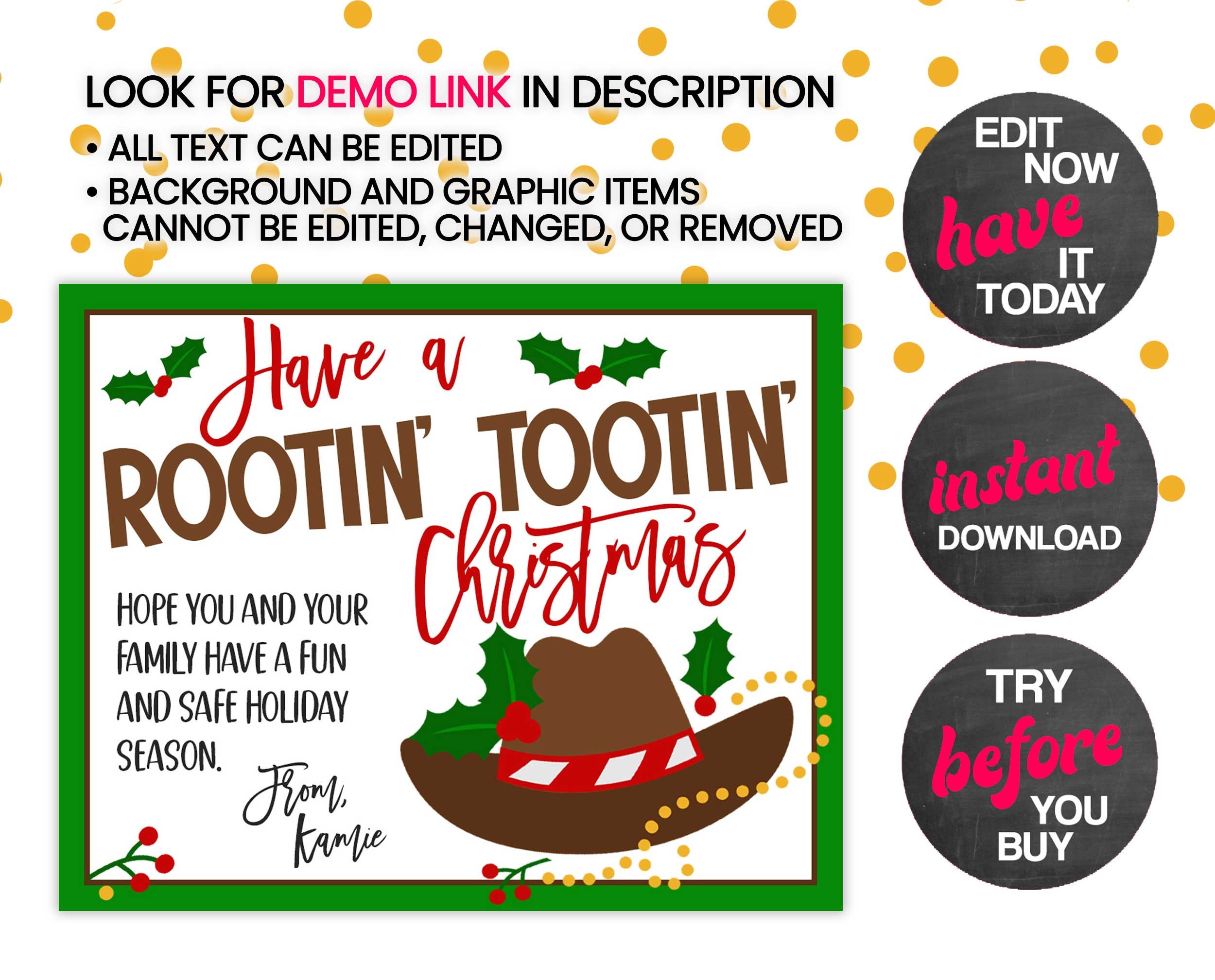 PRINTABLE Rootin' Tootin' Christmas Editable Gift Tag Root Beer &amp; Beans ...