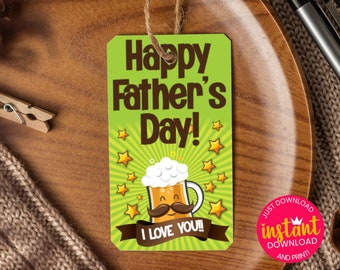 PRINTABLE Father's Day Gift Tag Card | Gift Tag for Dad | Beer Gift Tag | Best Dad Ever | Instant Download