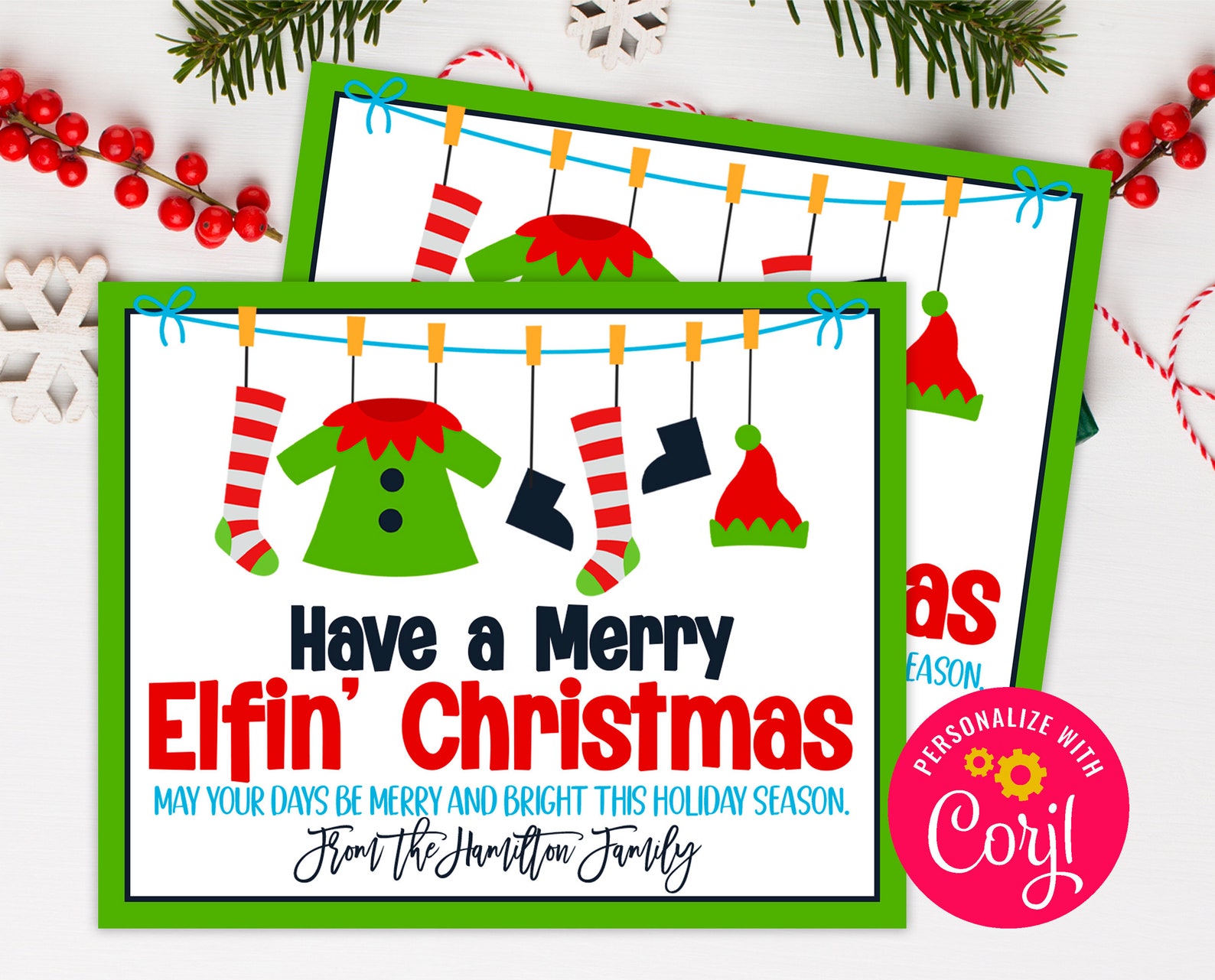 PRINTABLE Have a Merry Elfin' Christmas Editable Gift Tag Etsy