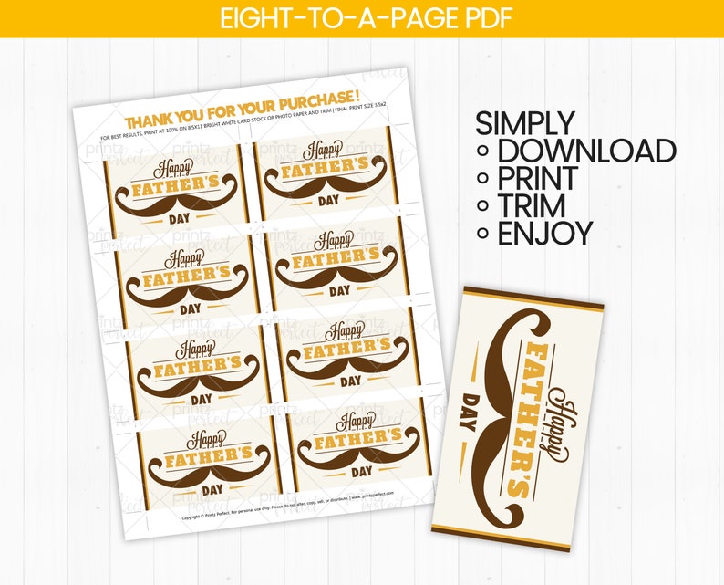 PRINTABLE Father's Day Gift Tag Card | Gift Tag for Daddy | Moustache ...
