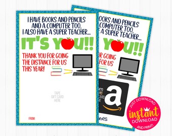 PRINTABLE Teacher Appreciation Gift Card Holder Box | Virtual School PTA PTO Distance Online Learning Quarantine Poem