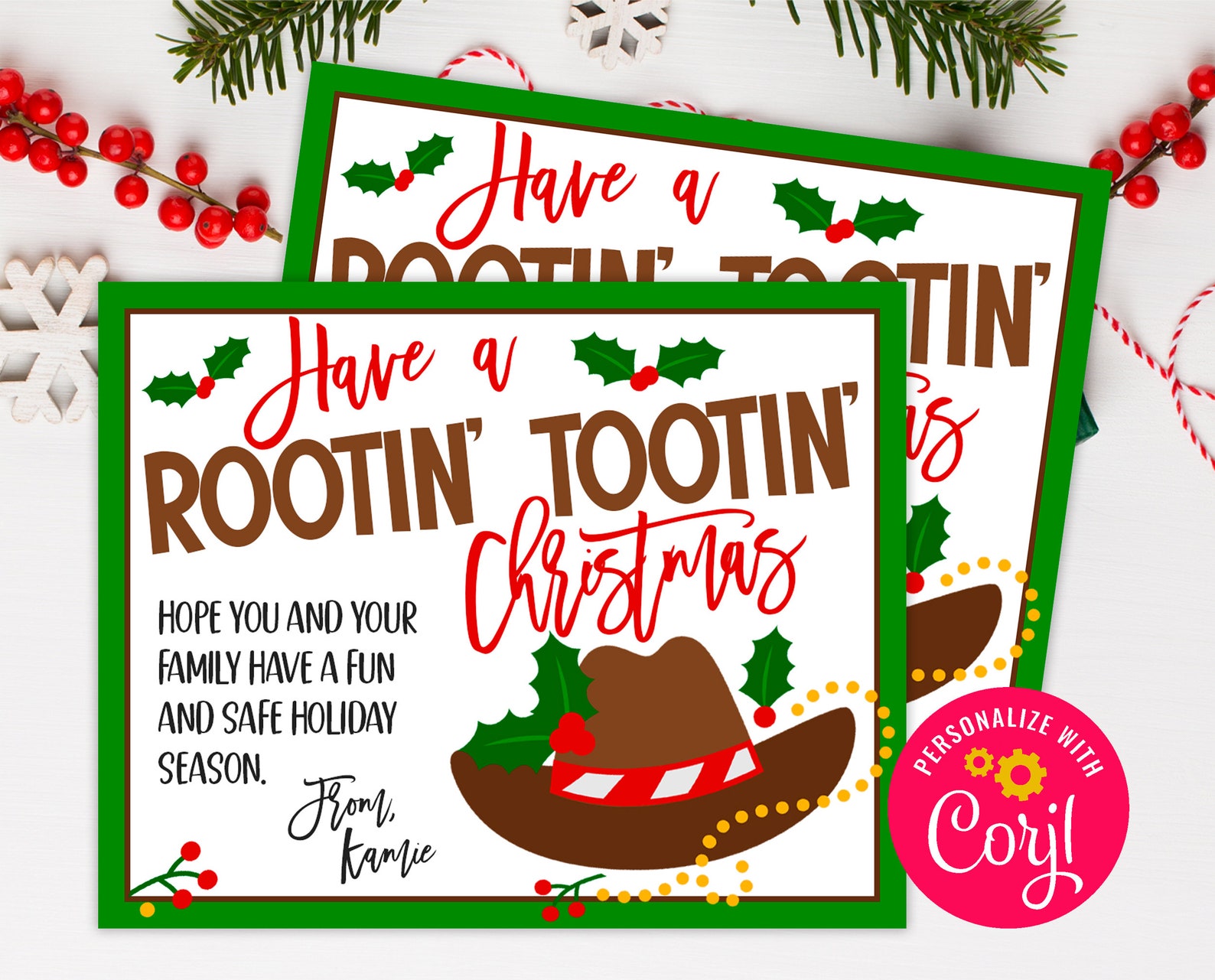 PRINTABLE Rootin Tootin Christmas Editable Gift Tag Etsy