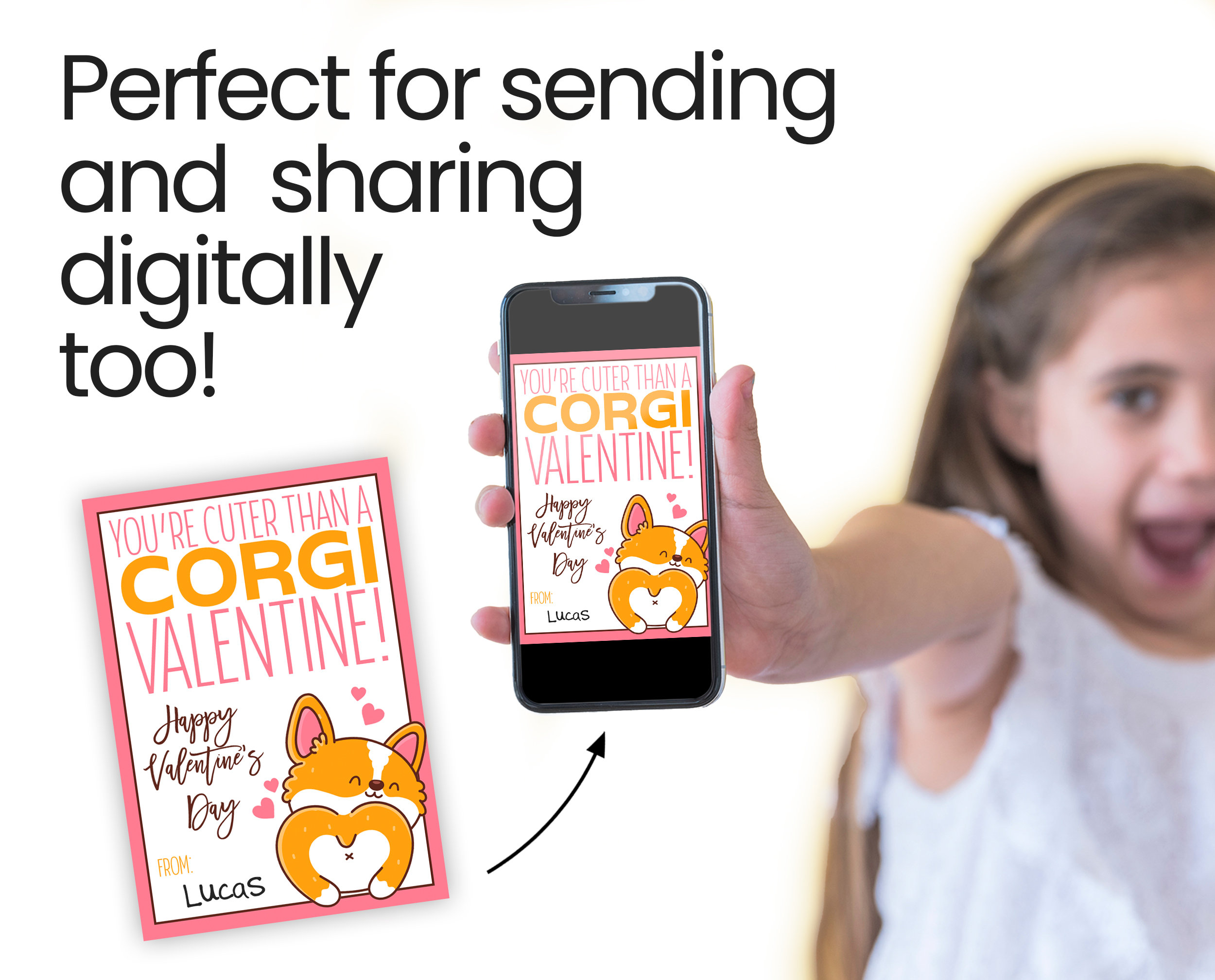PRINTABLE Classroom Valentines Cuter Than A Corgi Gift Tag Etsy Espa a