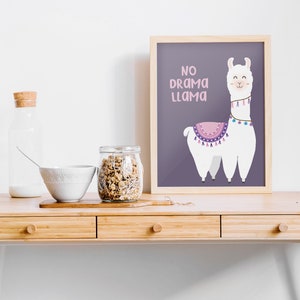 Printable Wall Art | No Drama Lllama | llama lovers, no prob llama | Room Decor | Apartment Decor | Home Decor | Dorm Decor | Funny Quote