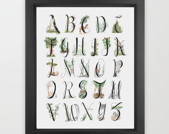 Animal Alphabet Watercolor Digital Download Print | Letters | Downloadable Wall Art | kid nursery decor | Handmade Poster | newborn gift