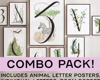 Animal Alphabet Watercolor Print Set: Nursery Decor (Digital Download)
