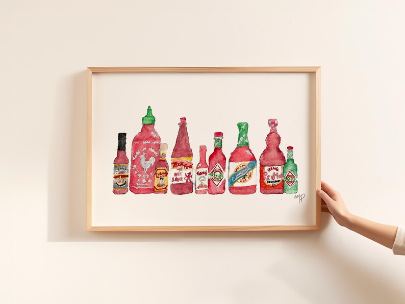 Hot Sauce Watercolor Print: Spicy Food Art (Digital Download) image 5