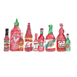 Hot Sauce Watercolor Print: Spicy Food Art (Digital Download) image 2