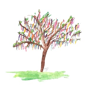 Tulane University Bead Tree Watercolor Digital Download Print | New Orleans | Downloadable Wall Art | home decor | JPEG | Handmade Art