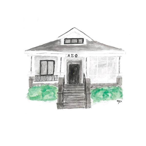 Tulane University Sorority House Watercolor Digital Download Print | Alpha Epsilon Phi | Downloadable Wall Art | home decor | Handmade Art