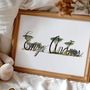 Hand Painted Custom Name Art | Watercolor Animal Letters | Baby Gift | Child&#39;s Birthday Gift | Handmade Kid Decor | Personalized Kids Pieces