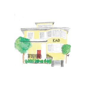 Tulane University Sorority House Watercolor Digital Download Print | Kappa Alpha Theta | Downloadable Wall Art | home decor | Handmade Art