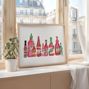 Hot Sauce Watercolor Print: Spicy Food Art (Digital Download) image 3