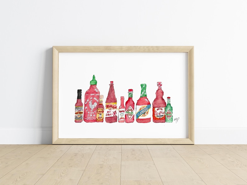 Hot Sauce Watercolor Print: Spicy Food Art (Digital Download) image 6