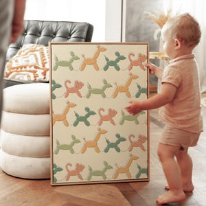 Balloon Animal Birthday Kid Digital Print - Baby Wall Art, Celebrate Illustration