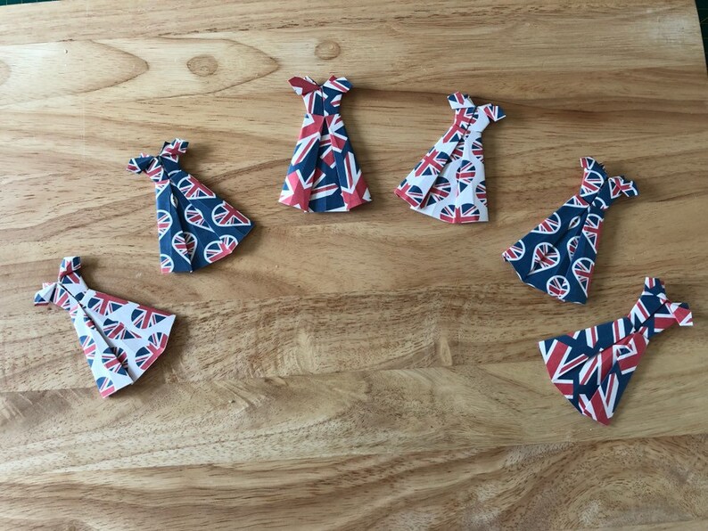 Origami Dresses/ Union Jack theme dress/ bunting/ V E Day Etsy
