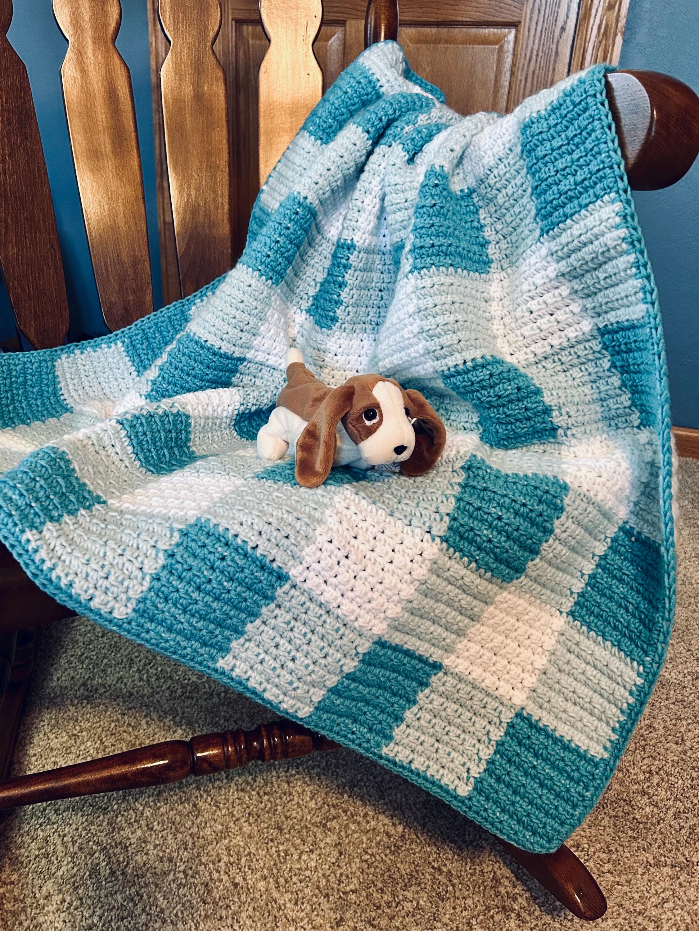 Blue Gingham Crochet Baby Blanket - Etsy