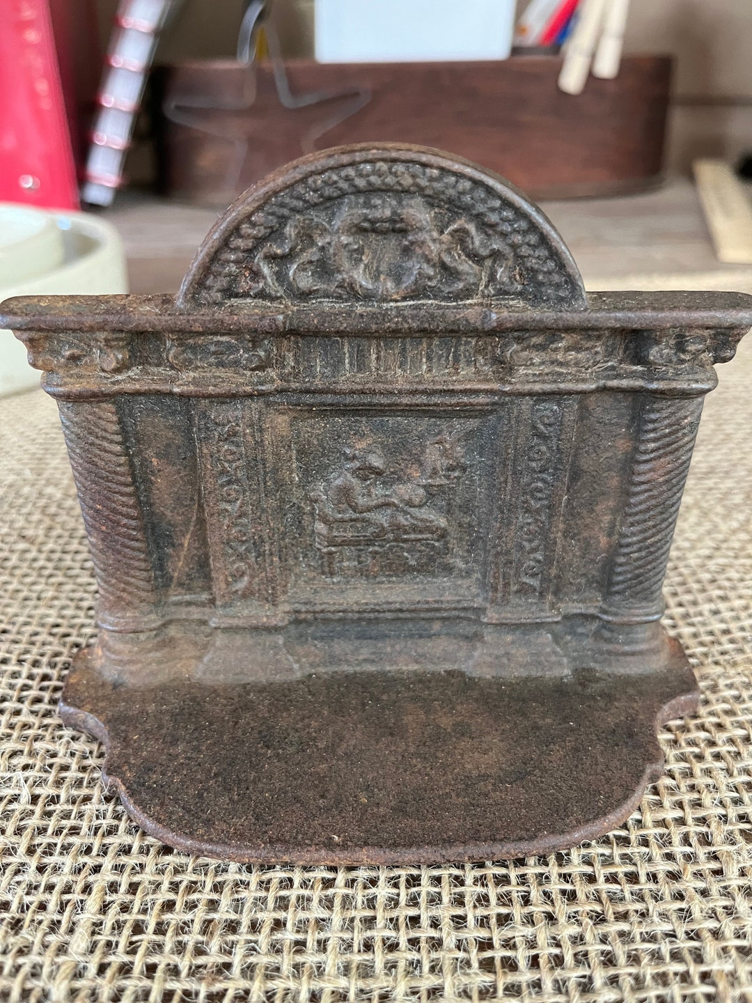 Antique Cast Iron Bookend Etsy