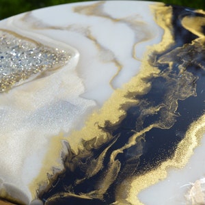 SOLD Resin Side Table Stunning Glossy Geode Handmade Luxury Art Unique
