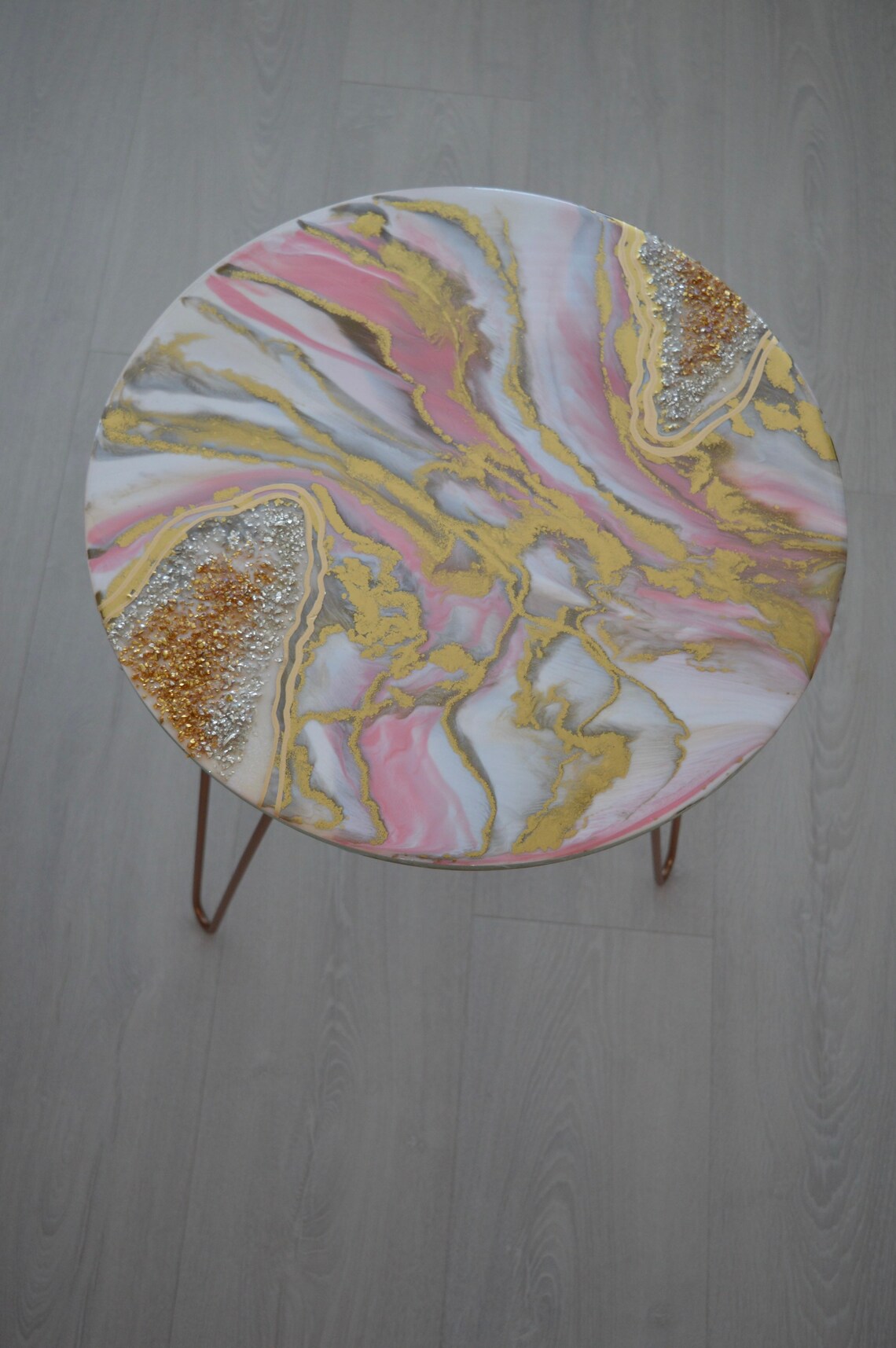 SOLD Resin Side Table Stunning Glossy Geode Handmade Luxury Etsy