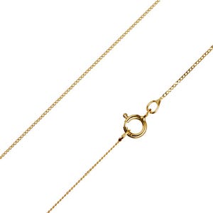 May include: A gold chain necklace with a lobster clasp fastening.