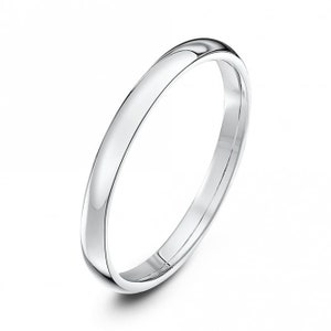 9ct white gold court style wedding ring - 2mm