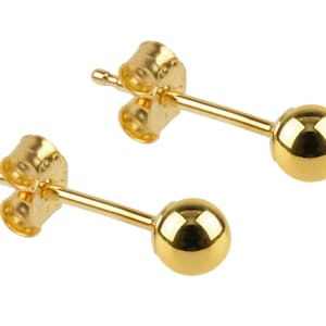 14ct gold round ball stud sleeper earrings 3mm 4mm 5mm gold bonded ball studs