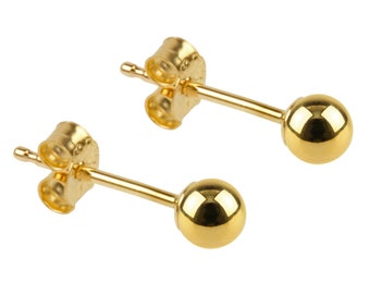 14ct gold round ball stud sleeper earrings 3mm 4mm 5mm gold bonded ball studs