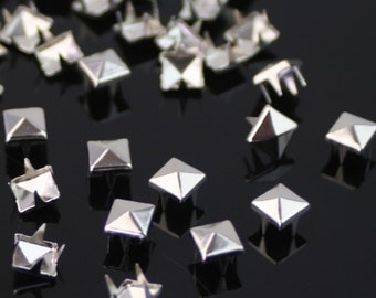 100 Pcs unique metal Punk Silver geometry Pyramid Rivets Studs for Bag Shoes Belt Hat Decoration New