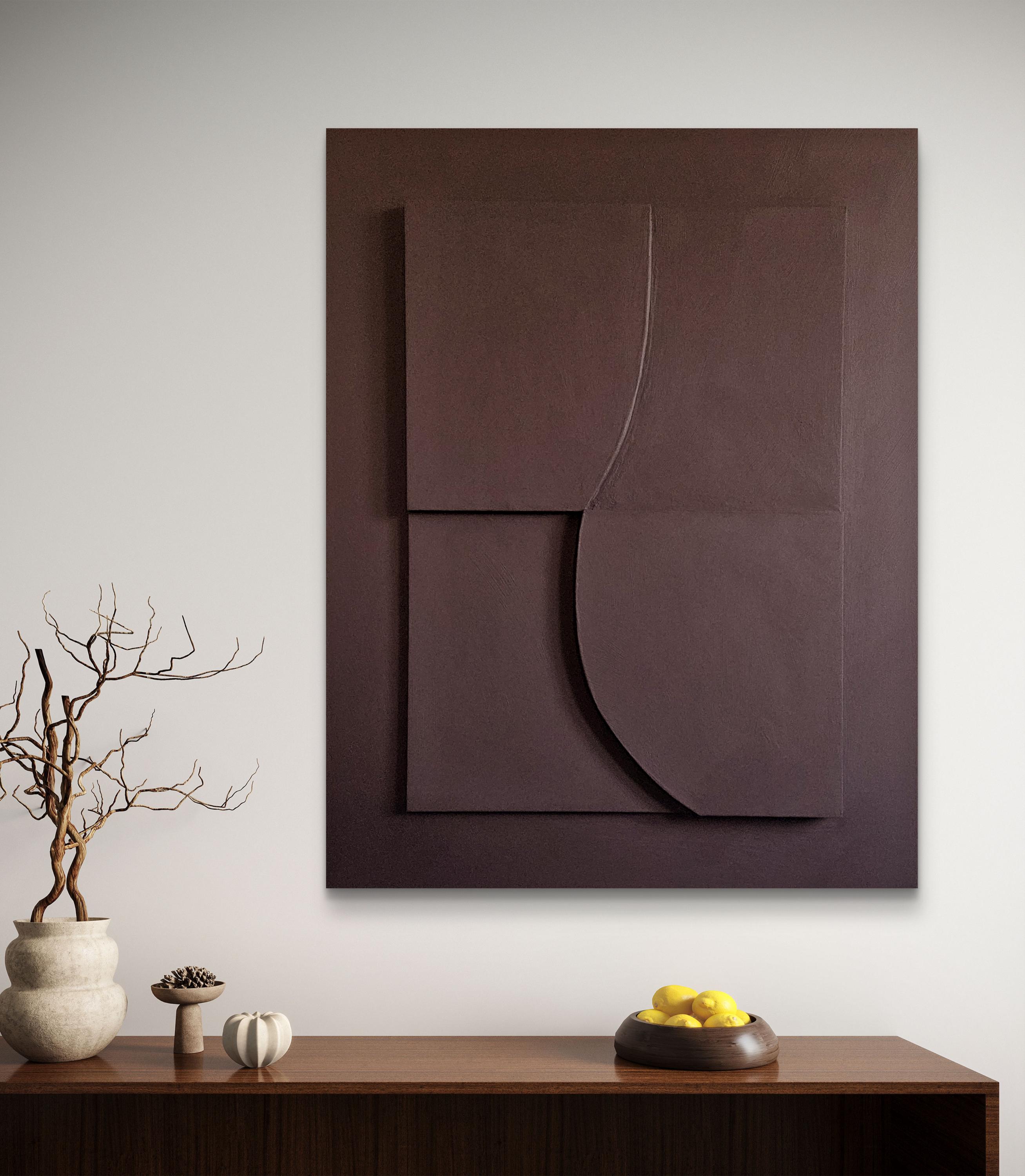 Gerahmtes 3D-Reliefgemälde – 92,5x62,5 Cm, Strukturierte Wandkunst Im Boho-Stil, Fertig Zum Aufhängen