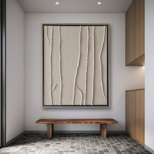 Peinture abstraite en relief, art mural 3D. Grand tableau. Fait à la main. Oeuvre encadrée. Art minimaliste moderne