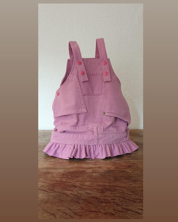 pink denim dungaree dress