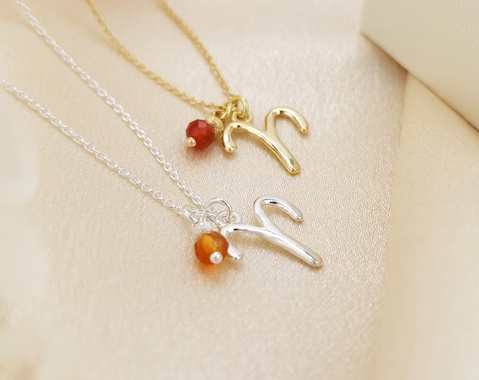 Sterling Silver Aries Zodiac Necklace, Birthstone Star Sign Jewellery, Birthday Gift