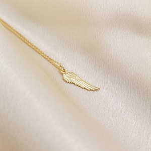 18k Gold Angel Wing Necklace for Women, Memorial Jewellery, Bereavement Gift