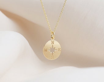 Gold Compass Necklace, Compass Jewellery, Necklaces for Women, Bridesmaid Gift, Gift for Her, Birthday Gift, Dainty, 18k Gold