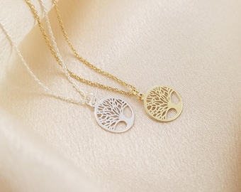 Sterling Silver Tree of Life Necklace, Dainty Minimalist Jewellery, Birthday Gift for Her