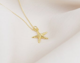 Gold Starfish Necklace, Starfish Jewellery, Necklaces for Women, Bridesmaid Gift, Gift for Her, Birthday Gift, Dainty, 18k Gold