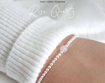 Rose Quartz Bracelet, Crystal Bracelet, Gemstone Bracelet, Bracelets For Women, Crystal Healing, Crystal Jewellery, Gift For Her