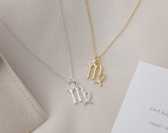 Virgo Necklace, Zodiac Necklace, Star Sign Necklace, Astrology Necklace, Zodiac Jewellery, Birthday Gift, Sterling Silver, 18K Gold