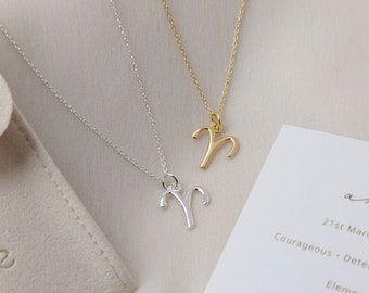 Aries Necklace, Zodiac Necklace, Star Sign Necklace, Astrology Necklace, Zodiac Jewellery, Birthday Gift, Sterling Silver, 18K Gold