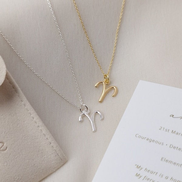 Aries Necklace, Zodiac Necklace, Star Sign Necklace, Astrology Necklace, Zodiac Jewellery, Birthday Gift, Sterling Silver, 18K Gold