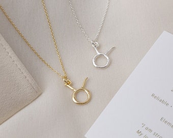 Taurus Necklace, Zodiac Necklace, Star Sign Necklace, Astrology Necklace, Zodiac Jewellery, Birthday Gift, Sterling Silver, 18K Gold