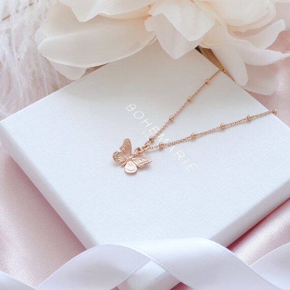 Rose Gold Butterfly Necklace Necklaces for Women Layering