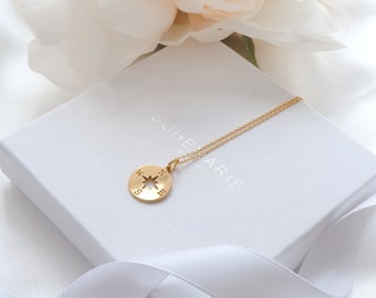 Gold Compass Necklace, Compass Jewellery, Necklaces for Women, Bridesmaid Gift, Gift for Her, Birthday Gift, Dainty, 18k Gold