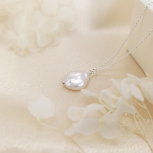 Natural Freshwater Pearl Necklace, Sterling Silver or 18k Gold, Minimalist Baroque Pearl Jewellery