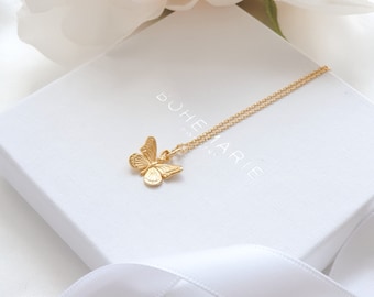 Gold Butterfly Necklace, Butterfly Jewellery, Necklaces for Women, Bridesmaid Gift, Gift for Her, Birthday Gift, Dainty, 18k Gold
