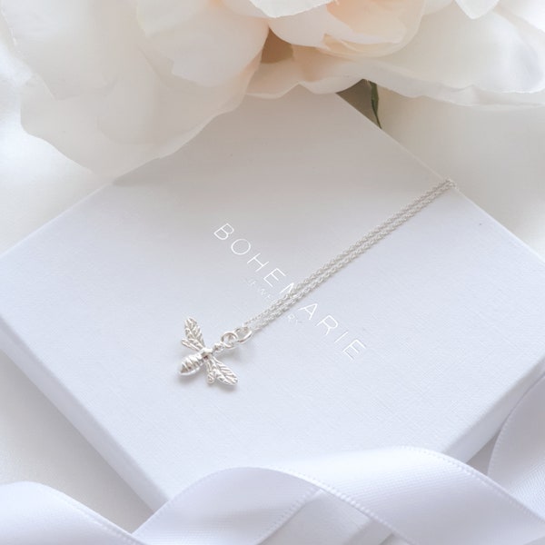 Sterling Silver Bee Necklace, Bee Jewellery, Necklaces for Women, Dainty Necklace, Bridesmaid Gift, Gift for Her, Birthday Gift