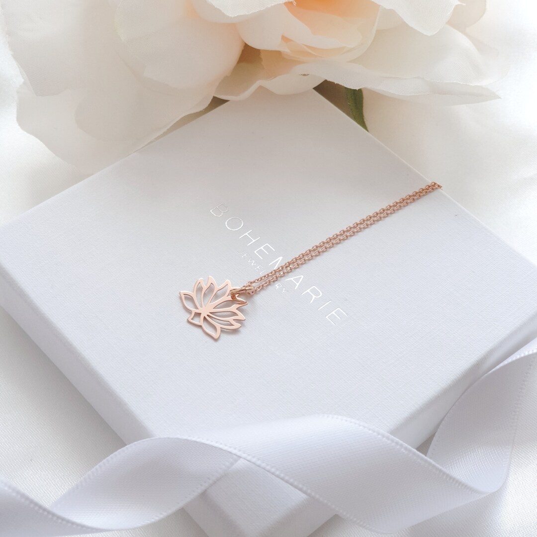 Rose Gold Lotus Flower Necklace Necklaces for Women Layering Etsy