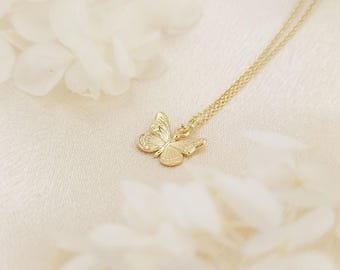 18k Gold Plated Butterfly Necklace For Women, Dainty Gold Necklace, Minimalist Butterfly Jewellery, Pendant Necklace, Gifts For Women